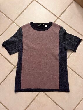 Boss Sparkle Colorblock Short Sleeve Top - Dusty Rose & Black